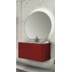 Mobile da Bagno Sospeso 95 cm Rosso con Lavabo e Specchiera 