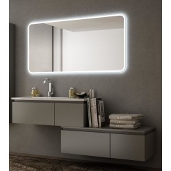 Mobile da Bagno Sospeso 100 cm Avril Grigio Talpa Opaco con Base Portalavabo e Cassettiera