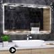 Specchio da Bagno Su Misura con Angoli Squadrati Altoparlante Bluetooth e Disegno Sabbiato Retroilluminato led 20W art. spe8225