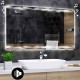 Specchio da Bagno con Angoli Squadrati Altoparlante Bluetooth + Orologio e Strisce Sabbiate Retroilluminante led 20W art. spe8