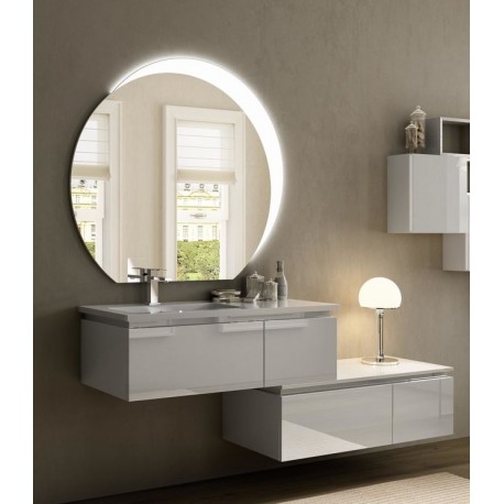 Mobile da Bagno Sospeso 100 cm Bianco con Base Portalavabo e Cassettiera