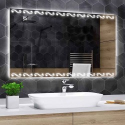 Specchio Bagno Su Misura Filo Lucido Retroilluminante led 20W con disegno sabbiato mod. Spe16