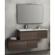 Mobile da Bagno Sospeso 100 cm Rovere Scuro con Base Portalavabo e Cassettiera