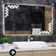 Specchio da Bagno con Angoli Squadrati Altoparlante Bluetooth + Orologio e Strisce Sabbiate Retroilluminante led 20W art. spe161