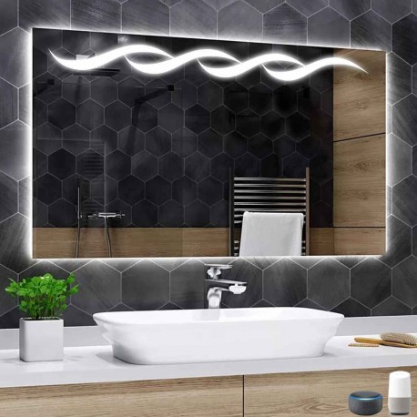 Su Misura Specchio Bagno Smart Filo Lucido Retroilluminante led ad accensione vocale tramite alexa o google assistant art.219