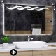 Specchio da Bagno con Angoli Squadrati Altoparlante Bluetooth + Orologio e Strisce Sabbiate Retroilluminante led 20W art. spe219