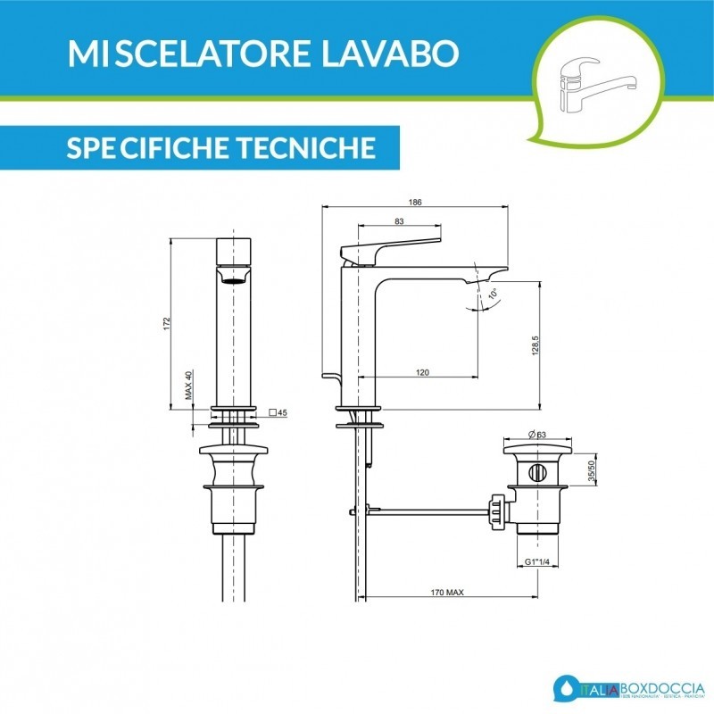 78054 Monocomando per lavabo con scarico 1”1/4 - Collection