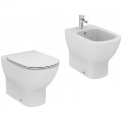 Sanitari Filo muro Ideal Standard Tesi Wc AQUABLADE® con Scarico Traslato Bidet e Coprivaso Ultra Slim a chiusura soft-close