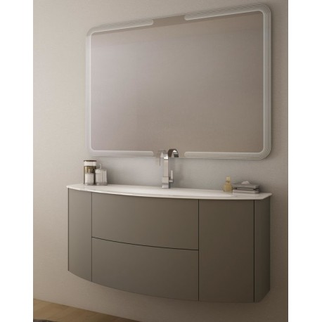 Mobile da Bagno Sospeso 90 cm Grigio con Lavabo e Specchiera 