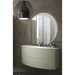 Mobile da Bagno Sospeso 121 cm Eden Grigio Natura con Lavabo e Specchiera 