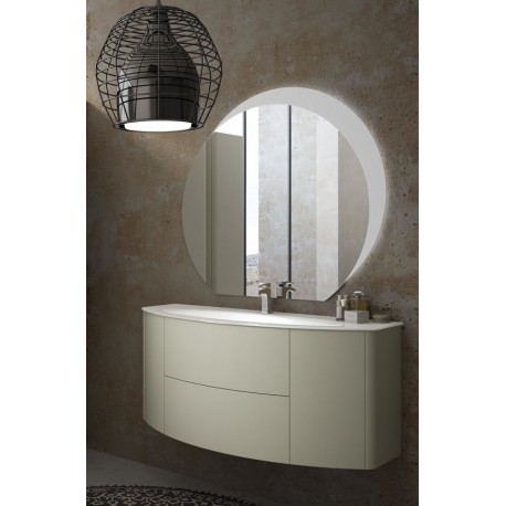 Mobile da Bagno Sospeso 121 cm Grigio Chiaro con Lavabo e Specchiera 