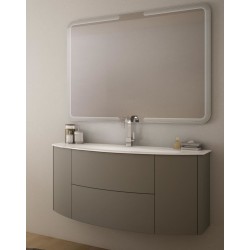 Mobile da Bagno Sospeso 121 cm Eden Grigio Natura con Lavabo e Specchiera 