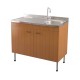 Mobile sottolavello teak 80x50 + lavello inox 1 vasca con gocciolatoio a sinistra