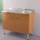 Mobile sottolavello teak 80x50 + lavello inox 1 vasca con gocciolatoio a sinistra