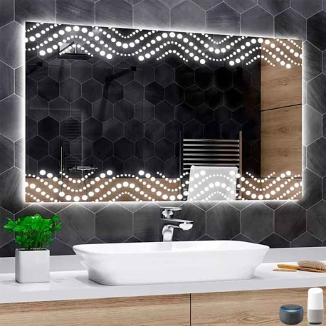 Su Misura Specchio Bagno Smart Filo Lucido Retroilluminante led ad accensione vocale tramite alexa o google assistant art.A27