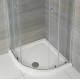 Piatto doccia semicircolare 90x90 cm. in pietra artificiale finitura bianco lucido altezza 4,5 cm con bordo perimetrale