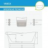Vasca da bagno freestanding in acrilico 170x75 H Max 70 mod. Ardisia