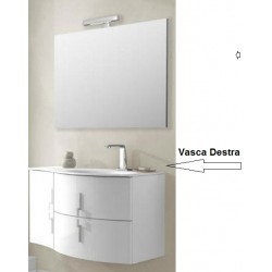 Mobile da Bagno Sospeso 104 cm Sting Bianco Lucido con Lavabo e Specchiera 