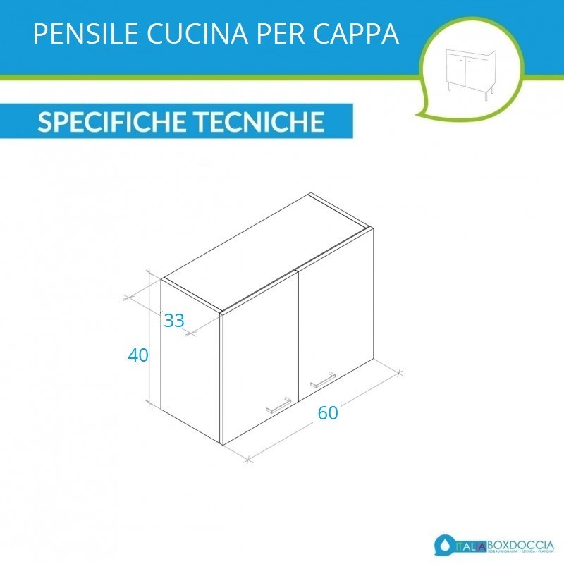 Pensile cucina bianco da 60 cm a doppia anta per cappa - Vendita