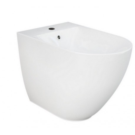 Bidet filomuro 58 cm. con fissaggio nascosto DES di Rak Ceramics in ceramica bianco lucido