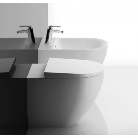 Sanitari Des di Rak Ceramics Vaso Tecnologia Rimless con Scarico Traslato  + Bidet in ceramica bianco lucido