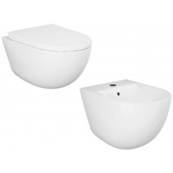 Sanitari sospesi Des con fissaggio nascosto di Rak Ceramics Vaso + Bidet in Ceramica Bianco Lucido