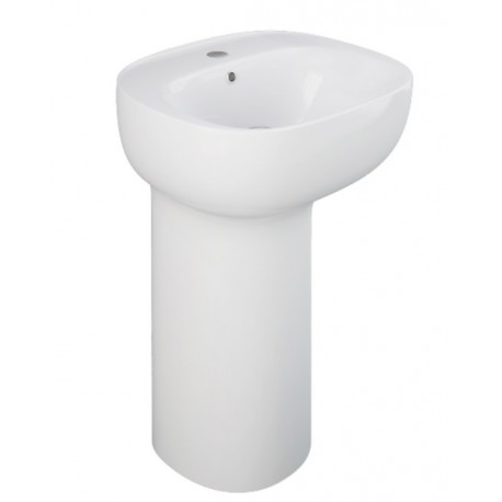 Lavabo autoportante free-standing 90h cm. modello Illusion di Rak Ceramics Bianco Lucido con foro per miscelatore