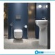 Lavabo autoportante free-standing 90h cm. modello Illusion di Rak Ceramics Bianco Lucido con foro per miscelatore