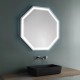 Su Misura Specchio da Bagno Ottagonale con disegno sabbiato Filo Lucido Retroilluminate led 20W art. spe762