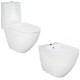 Vaso senza brida rimless con Cassetta Monoblocco attacco acqua dal basso + Bidet mod. Des di Rak Ceramics 