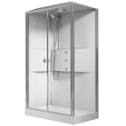 Cabina doccia multifunzione Media 2.0 di Novellini con idromassaggio cm 80x120 porta scorrevole