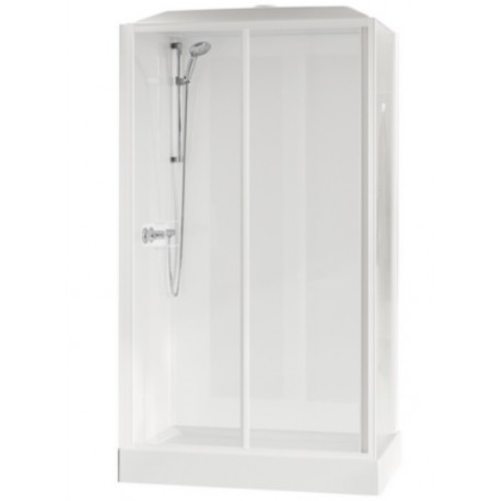 Cabina doccia multifunzione Media Glass di Novellini con idromassaggio cm 80x120 porta scorrevole