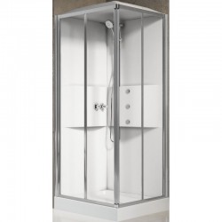 Cabina doccia multifunzione Media 2.0 di Novellini con idromassaggio cm 90x90 apertura porte scorrevoli