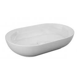 Lavabo ovale FEELING 55 x 35 cm con piletta inclusa Rak Ceramics bianco profilo slim cod. FEECT5500AWHA