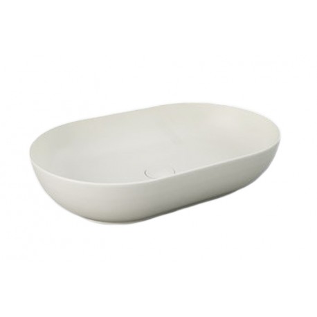 Lavabo ovale FEELING 55 x 35 cm con piletta inclusa Rak Ceramics beige opaco matt profilo slim cod. FEECT5500505A