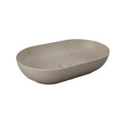 Lavabo ovale FEELING 55 x 35 cm con piletta inclusa Rak Ceramics cappuccino opaco matt profilo slim cod. FEECT5500514A