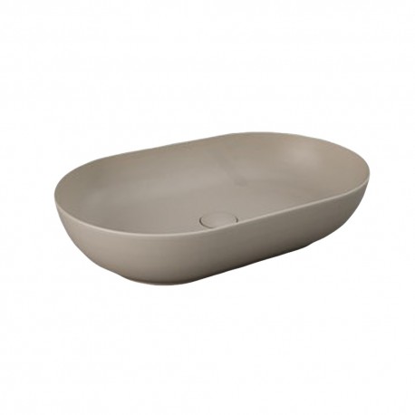 Lavabo ovale FEELING 55 x 35 cm con piletta inclusa Rak Ceramics cappuccino opaco matt profilo slim cod. FEECT5500514A