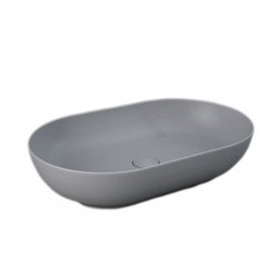 Lavabo ovale FEELING 55 x 35 cm con piletta inclusa Rak Ceramics grigio opaco matt profilo slim cod. FEECT5500500A