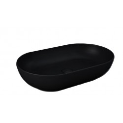 Lavabo ovale FEELING 55 x 35 cm con piletta inclusa Rak Ceramics nero opaco matt profilo slim cod. FEECT5500504A
