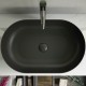 Lavabo ovale FEELING 55 x 35 cm con piletta inclusa Rak Ceramics nero opaco matt profilo slim cod. FEECT5500504A