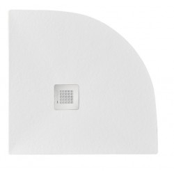 Piatto doccia semicircolare 100x100 cm. in pietra sintetica finitura ardesia bianco altezza 2,7 cm 