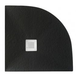 Piatto doccia semicircolare 100x100 cm. in pietra sintetica finitura ardesia grafite (nero) altezza 2,7 cm 
