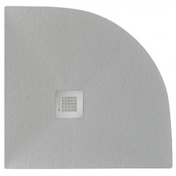 Piatto doccia semicircolare 100x100 cm. in pietra sintetica finitura ardesia grigio cemento altezza 2,7 cm 