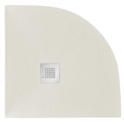 Piatto doccia semicircolare 90x90 cm. in pietra sintetica finitura ardesia beige altezza 2,7 cm 