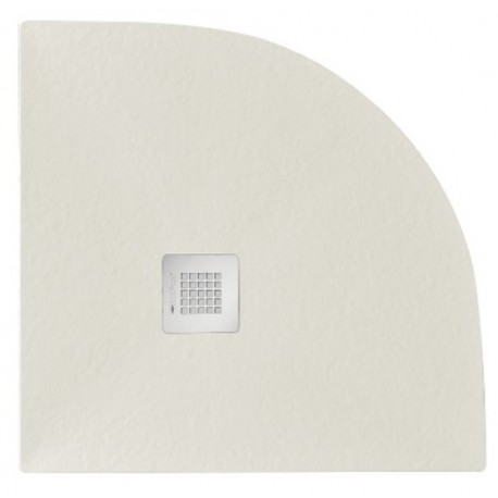 Piatto doccia semicircolare 90x90 cm. in pietra sintetica finitura ardesia beige altezza 2,7 cm 