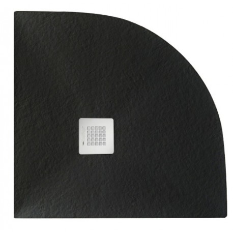 Piatto doccia semicircolare 90x90 cm. in pietra sintetica finitura ardesia grafite (nero) altezza 2,7 cm 