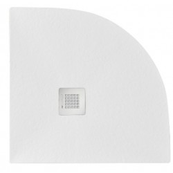 Piatto doccia semicircolare 80x80 cm. in pietra sintetica finitura ardesia bianco altezza 2,7 cm 