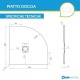 Piatto doccia semicircolare 80x80 cm. in pietra sintetica finitura ardesia bianco altezza 2,7 cm 