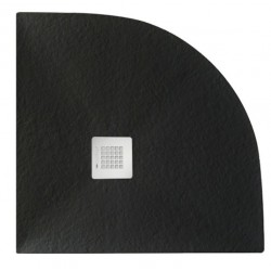 Piatto doccia semicircolare 80x80 cm. in pietra sintetica finitura ardesia grafite (nero) altezza 2,7 cm 