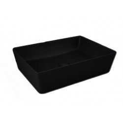 Lavabo rettangolare FEELING 50 x 36 cm con piletta inclusa di Rak Ceramics nero opaco profilo slim cod.FEECT5000504A